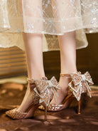 Sequin & Bow Decor Point Toe Heeled Pumps MHE1062