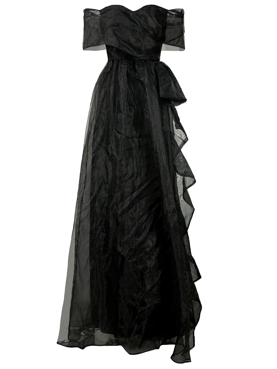 Off Shoulder Maxi Tulle Black Evening Dresses WY52 MISS ORD