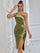One Shoulder Ruched Split Mini Party Dress XF05706