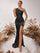 One Shoulder Ruched Split Satin Prom Dress XF05707