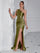 One Shoulder Ruched Split Satin Prom Dress XF05707