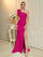 Floral One Shoulder Ruched Split Prom Dress XF05714