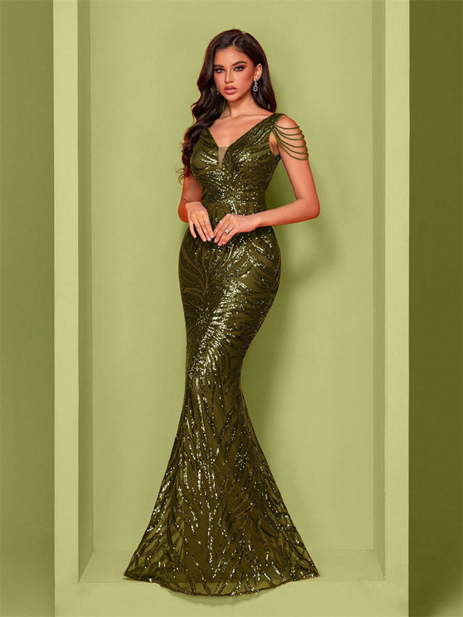 エムエメ check long mermaid dress mmeeme Sequin V Neck Mermaid Gown 40755 | Jovani