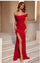 Off-Shoulder Gathered Slit Maxi Dress XF250118
