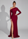 Burgundy One-Shoulder Long Sleeve Prom Maxi Dress XF250129