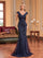 Short Sleeve Sequin Floral Mermaid Prom Dress XF251228