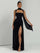 Olive Green Asymmetric Waist High Slit Formal Dress XF251320