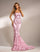 Formelles trägerloses rosa Abendkleid mit Pailletten XH1342