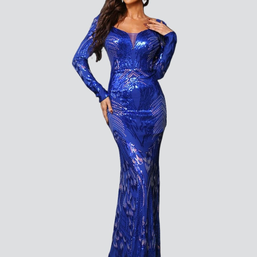Sequin V-neck Mermaid Formal Dress