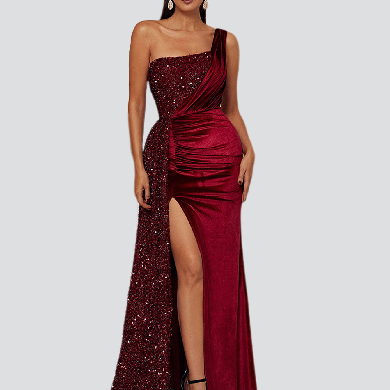One Shoulder Split Thigh Prom Dress XH2356