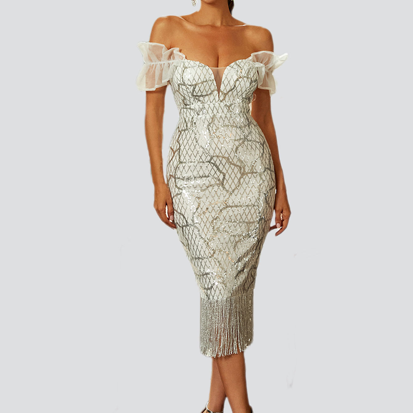 Tassel Midi Sequin Dress