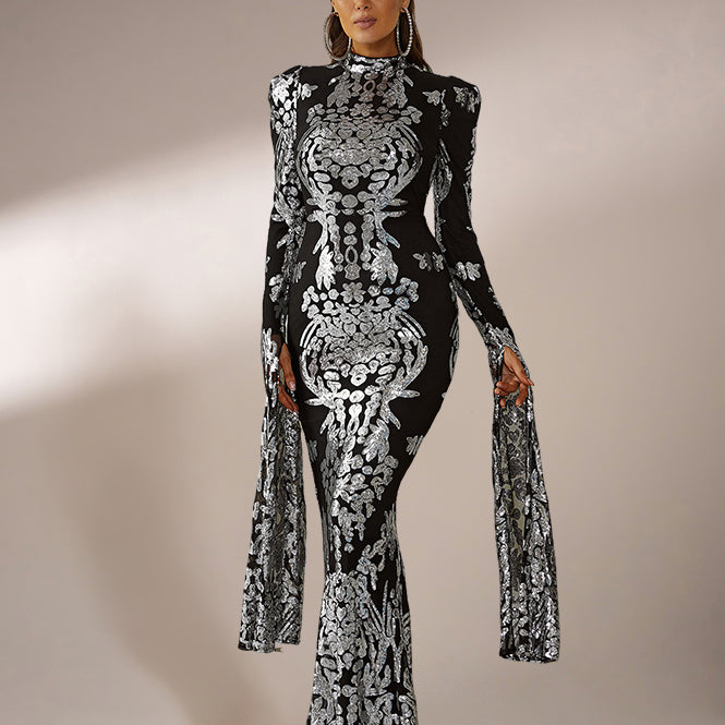 missord split sleeve mesh insert maxi prom dress Our Missord Split Sleeve Mesh Insert Maxi Prom Dress Black Elegant Long Sleeve Formal Evening Wedding Guest Gown, For Graduation, Dinner is such a vibe