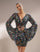 V-Neck Flared Sleeve Multicolor Sequin Mini Dress XJ1936