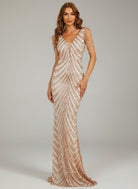 Sleeveless Beads Chain Sequin V-neck Evening Dress M01873