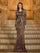 Gold Sequin Long Sleeve Prom Dress GM00775