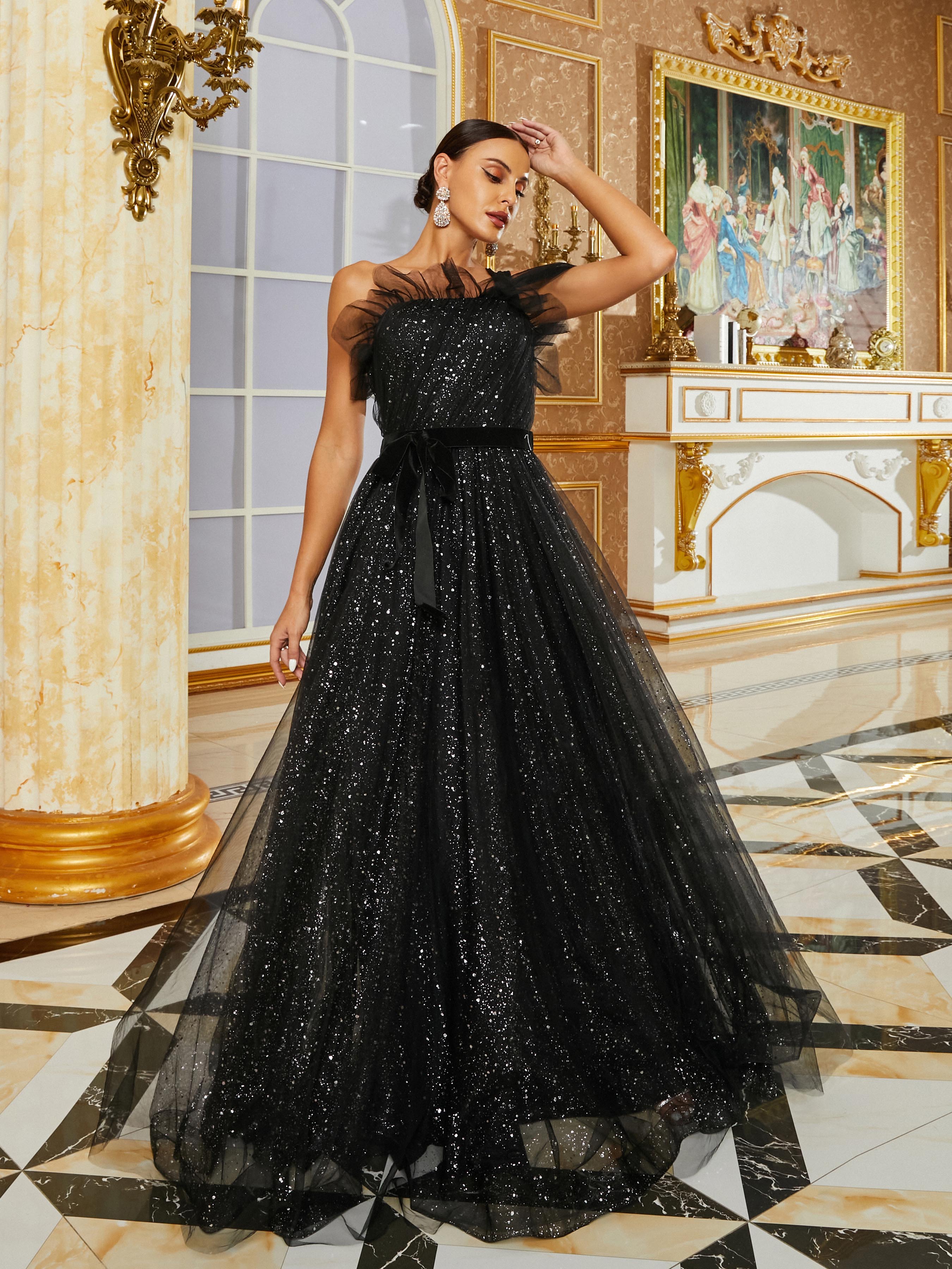 Off Shoulder Tulle Maxi Prom Dress RY40049