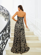 Strapless Geometric Sequin Evening Dress RM20832