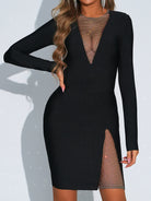 MISSORD Cutout Sexy See Through Long Sleeve Party Dress