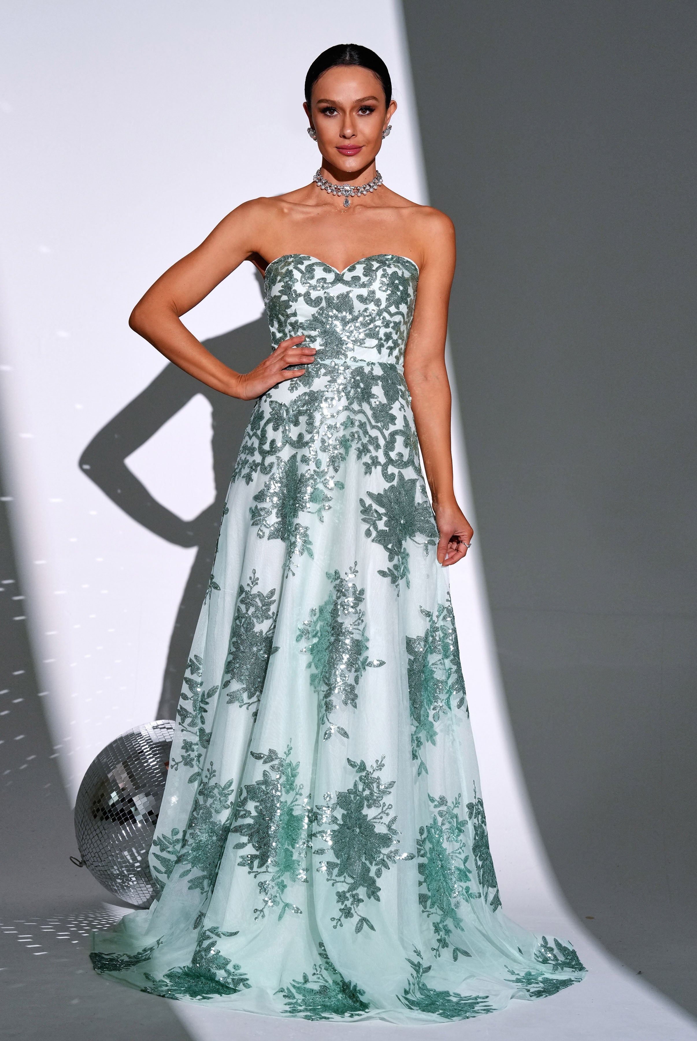 MISSORD Tube Top A-line Green Tulle Bridesmaid Dress