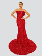 Strapless Mermaid Sequin Evening Dress RM20721