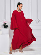 MISSORD V-neck A-line Red Tulle Dress