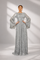 Silver Sequin Bell Sleeve Backless Maxi Evening Dress RM20603