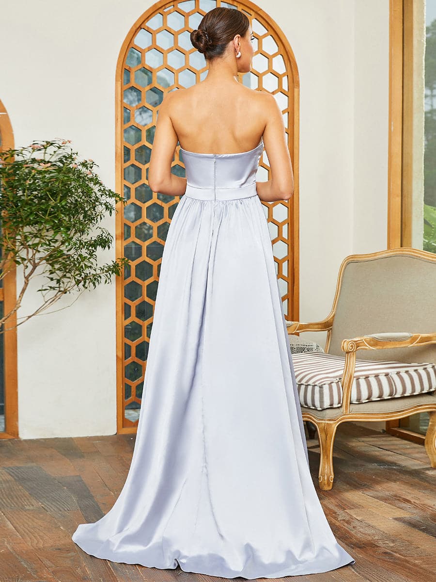 Off The Shoulder Strapless Backless A-Line Pleated Evening Dress