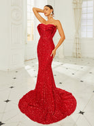 Strapless Mermaid Sequin Evening Dress RM20721