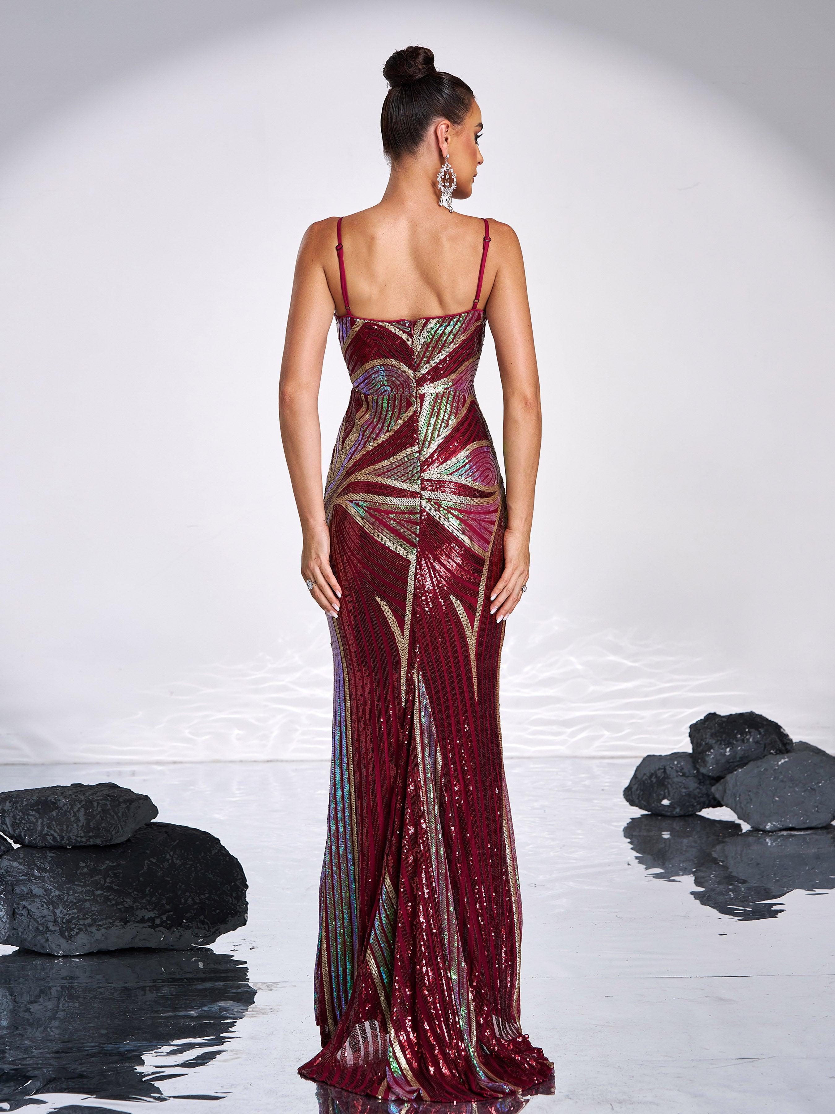 Sexy Spaghetti Sequin Prom Maxi Dress M01760 - MISS ORD