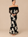 Off-The-Shoulder Sequin Floral Mesh Maxi Dress