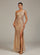 One Shoulder Beaded Sleeve Gradient Sequin Prom Dress M01599