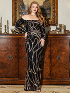 Plus Size Vintage Sequin Evening Dress PRD50172