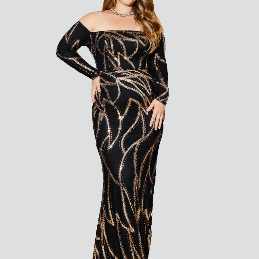 Plus Size Vintage Sequin Dress PRD50172 - Black / 4XL Plus Size Vintage Sequin Dress PRD50172 - Black / 4XL