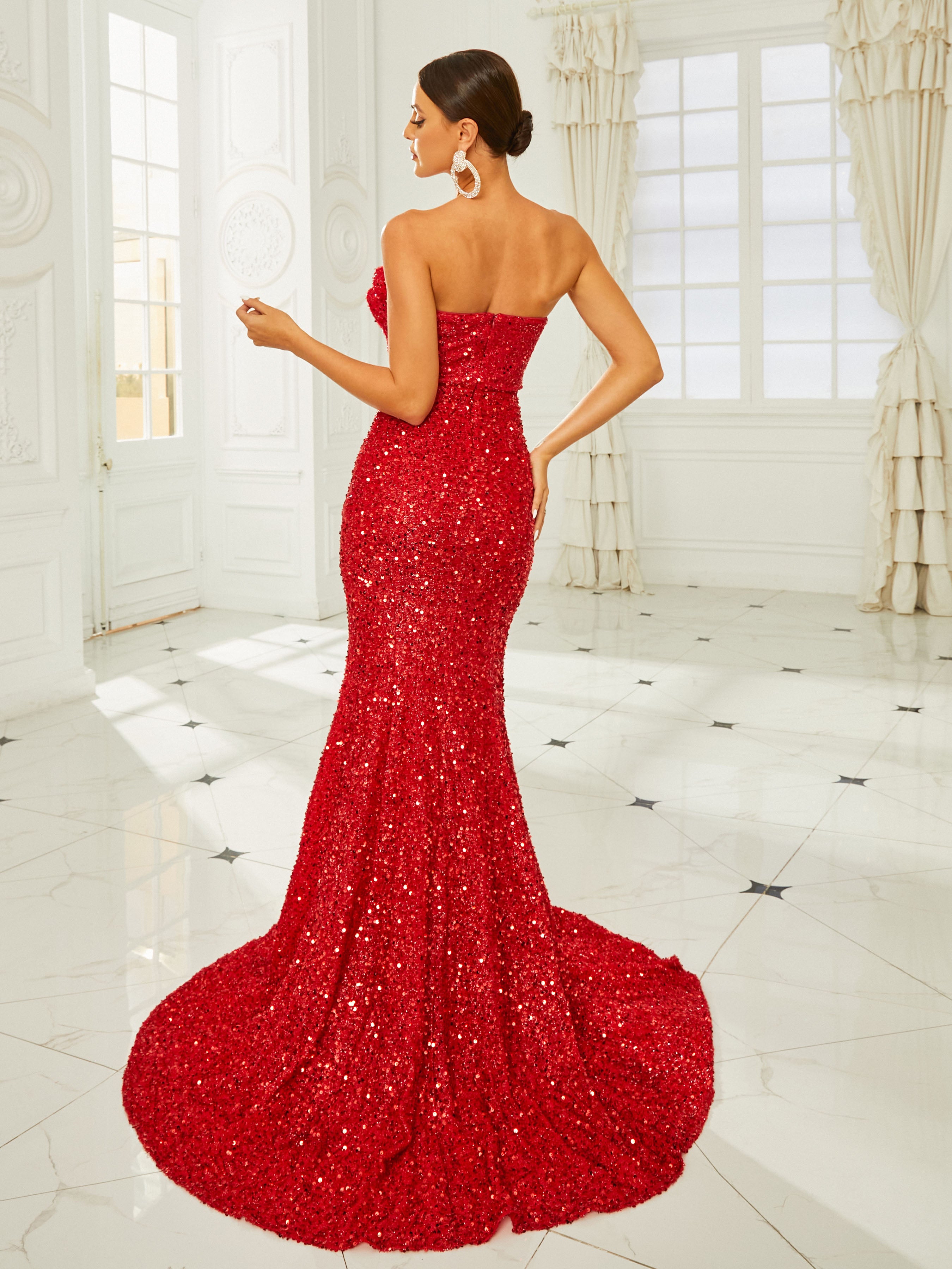 Strapless Mermaid Sequin Evening Dress RM20721