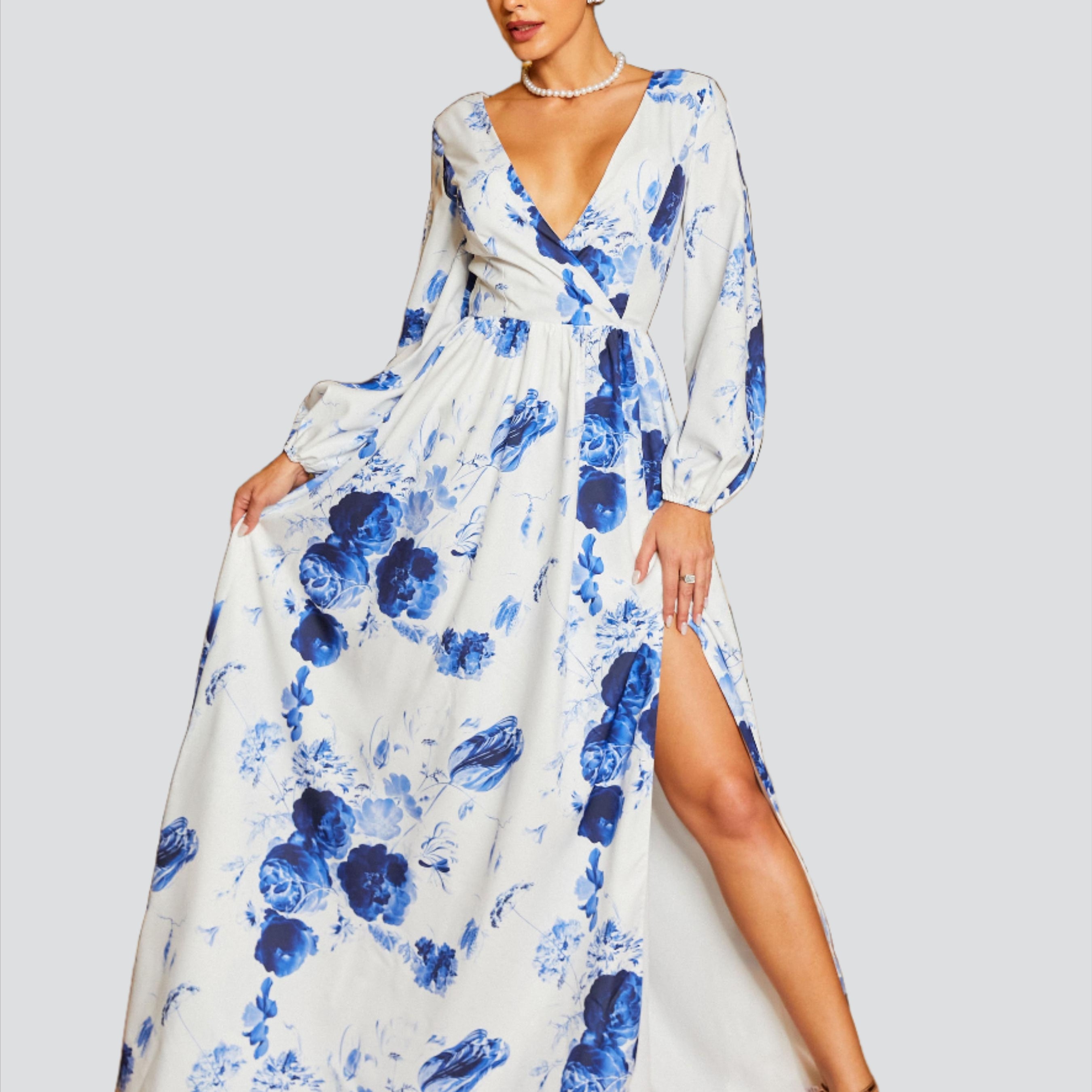 Floral V-neck Swing Vacation Dress RM21263