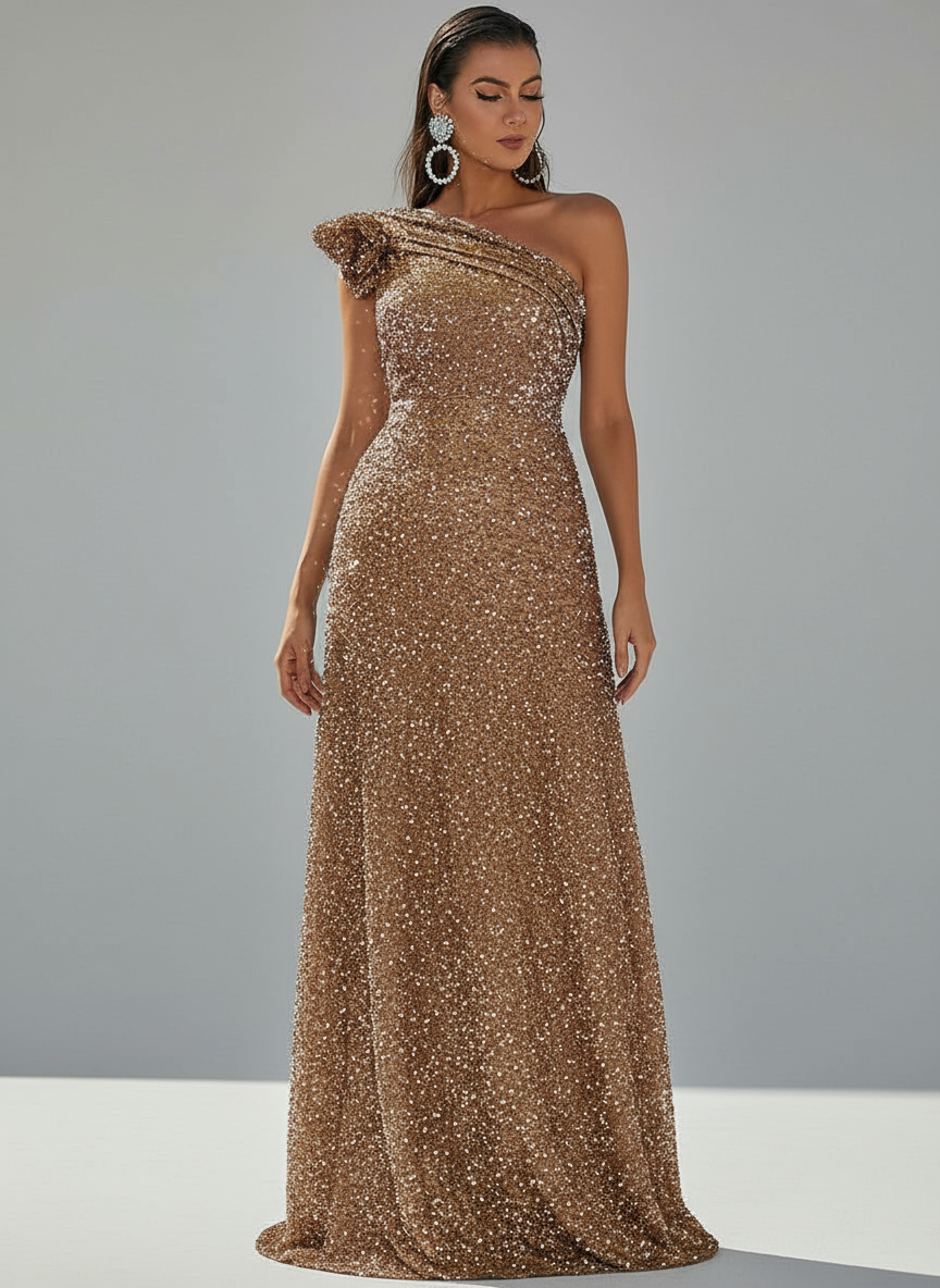missord one shoulder cut out mermaid hem sequin prom dress Green One Shoulder Sequin Mermaid Prom Dress MYC1042