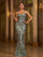 Spaghetti V-neck Sequin Mermaid Cocktail Dress M0808