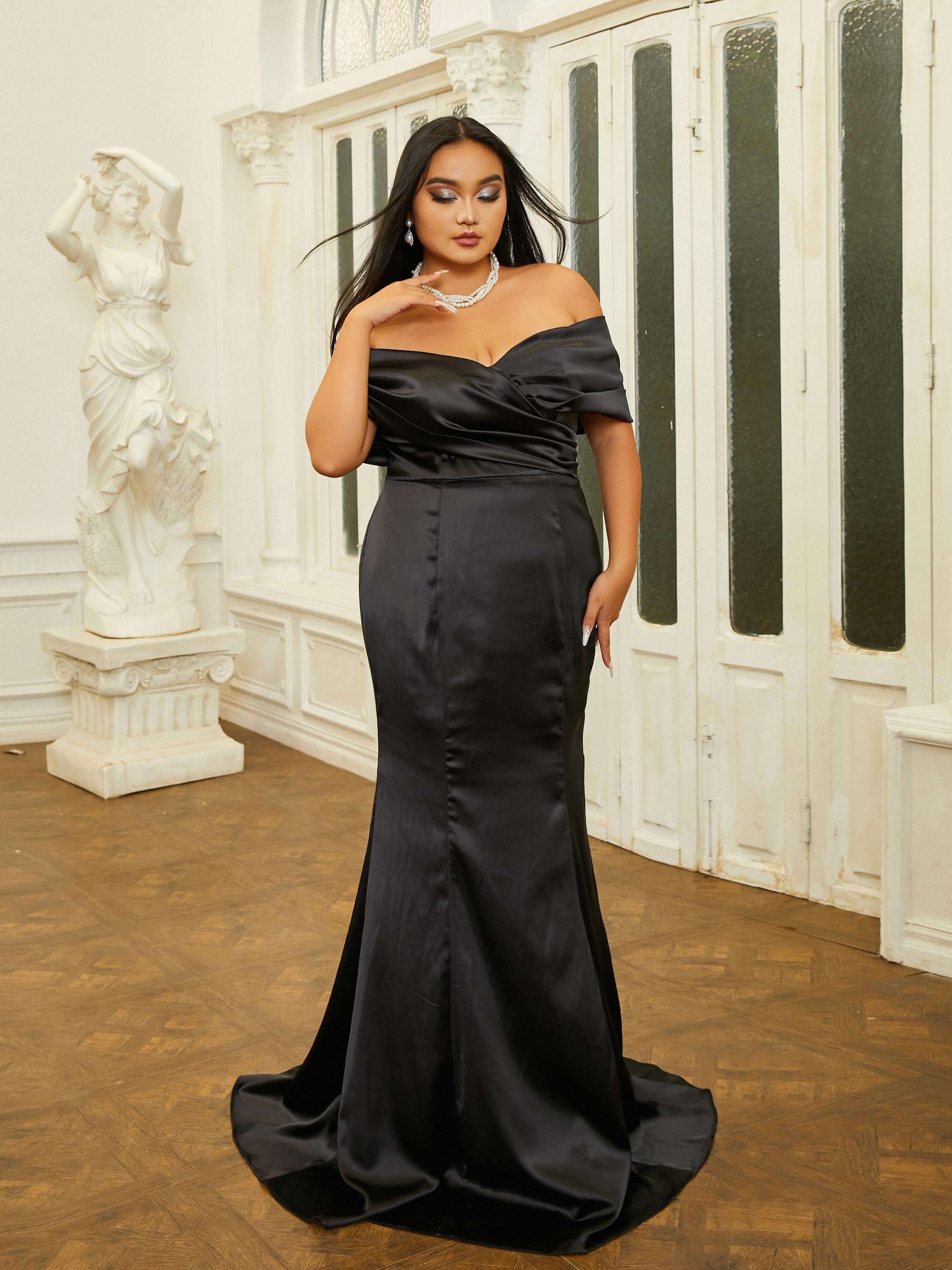 MISSORD Plus Size Off The Shoulder Backless Mermaid Prom Dress