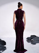 Sequin Panel Mesh Sleeve Mermaid Formal Dress GM00635 - MISS ORD