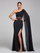 Elegant One Shoulder Hollow High Slit Black Prom Dress GM90181