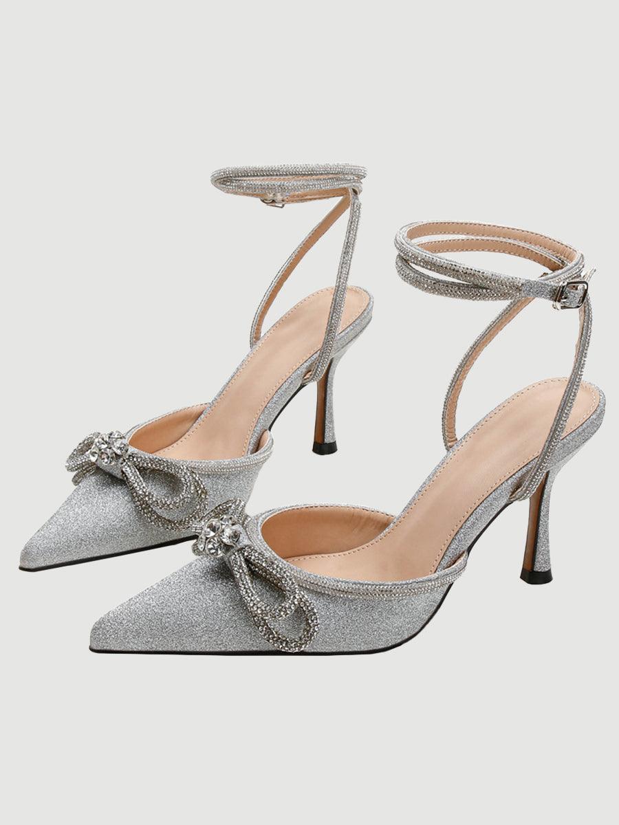 Rhinestone Bow Head Wrapped High Heels MHE1076 - MISS ORD