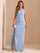 One Shoulder Ruched Ruffle High Slit Maxi Evening Dress