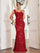 Sequin Square Neck Mermaid Evening Dress