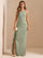 One Shoulder Ruched Ruffle High Slit Maxi Evening Dress