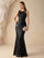 Sleeveless Geometric Sequin Fitted Mermaid Evening Dress