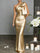 One Shoulder Bow Satin Mermaid Maxi Evening Dress