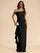 One Shoulder Ruched Ruffle High Slit Maxi Evening Dress