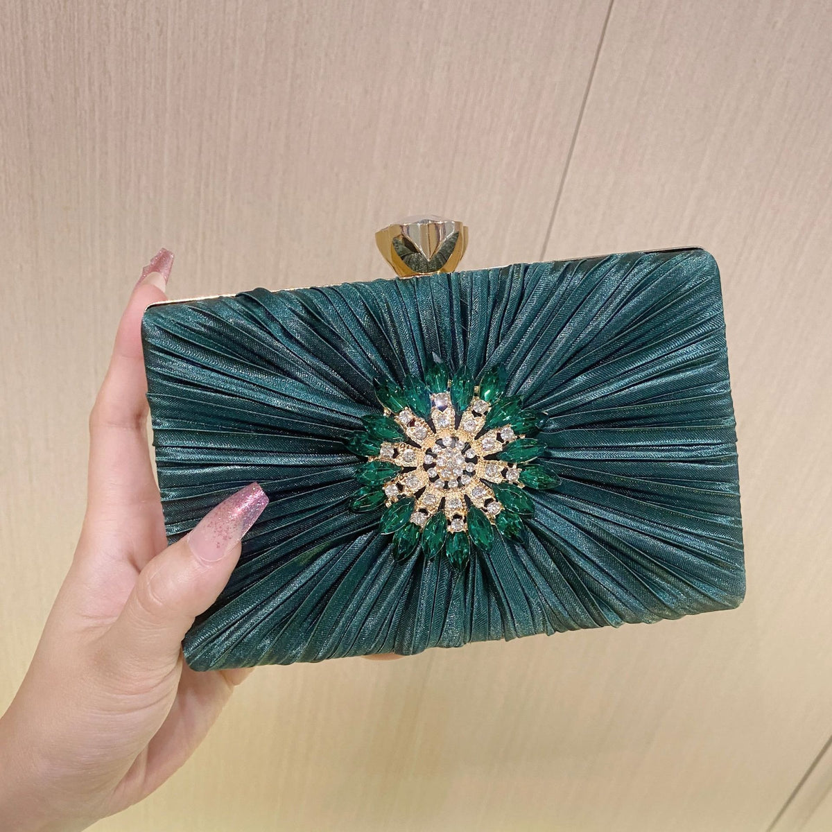 Pleated Sparkling Rhinestone Bag MNBF106