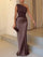 One Shoulder Draped Satin Mermaid Maxi Evening Dress