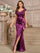 Sweetheart Sequin Lace Satin Mermaid High Slit Evening Dress
